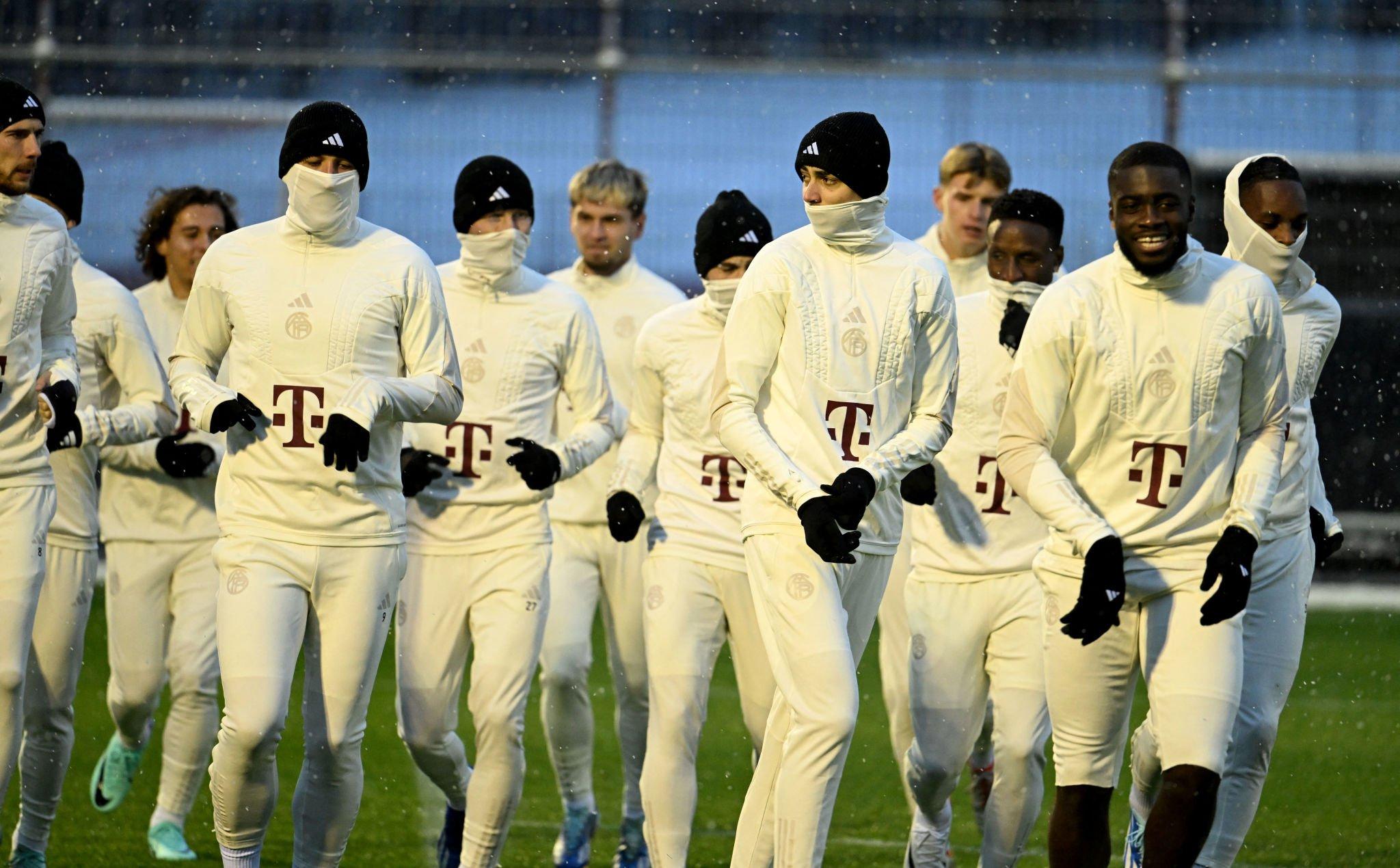 تمرینات بازیکنان بایرن مونیخ در سرمای صفر درجه پیش از بازی با کپنهاگن